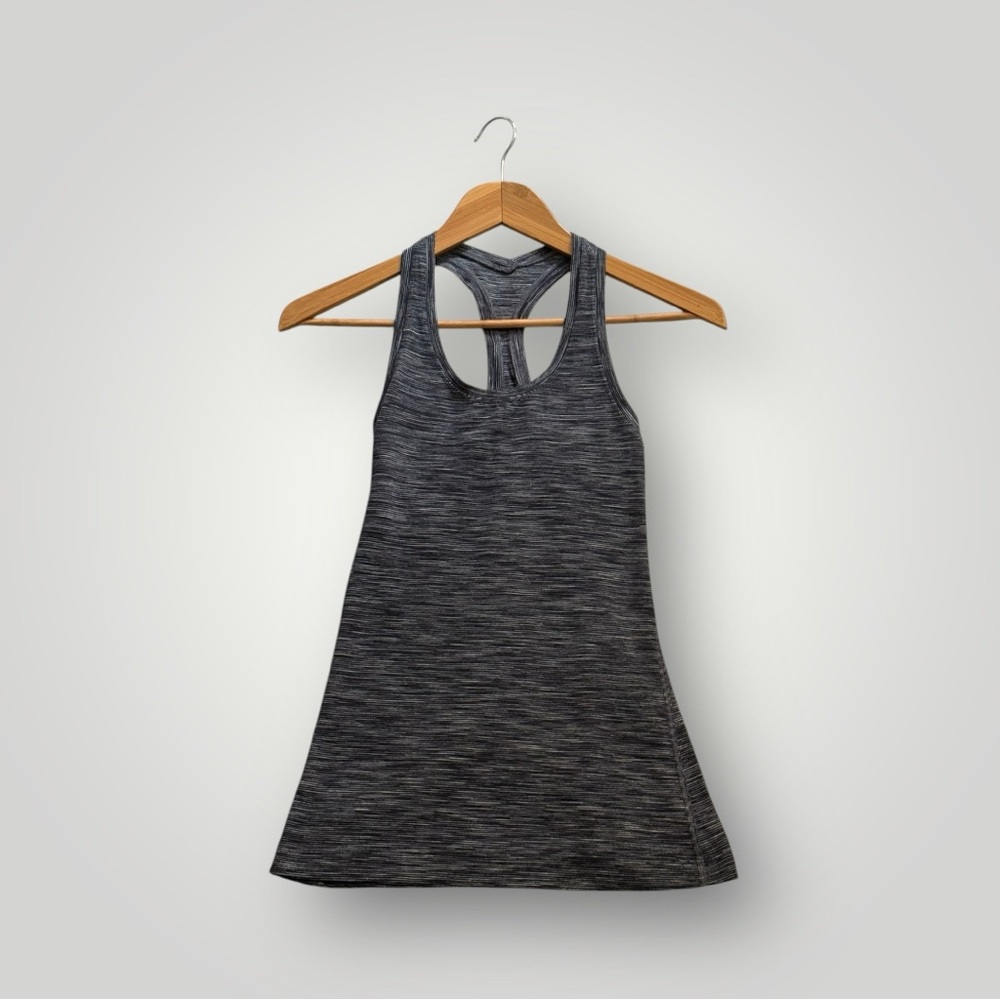 Women’s Lululemon Stretchy Racerback Tank Top! Grey Black Stripe! Size 6!